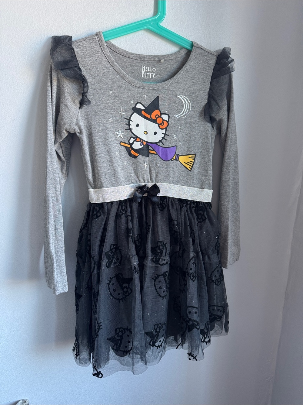 Hello Kitty Gray & Black Witch Tulle Dress with Purple Cape Graphic